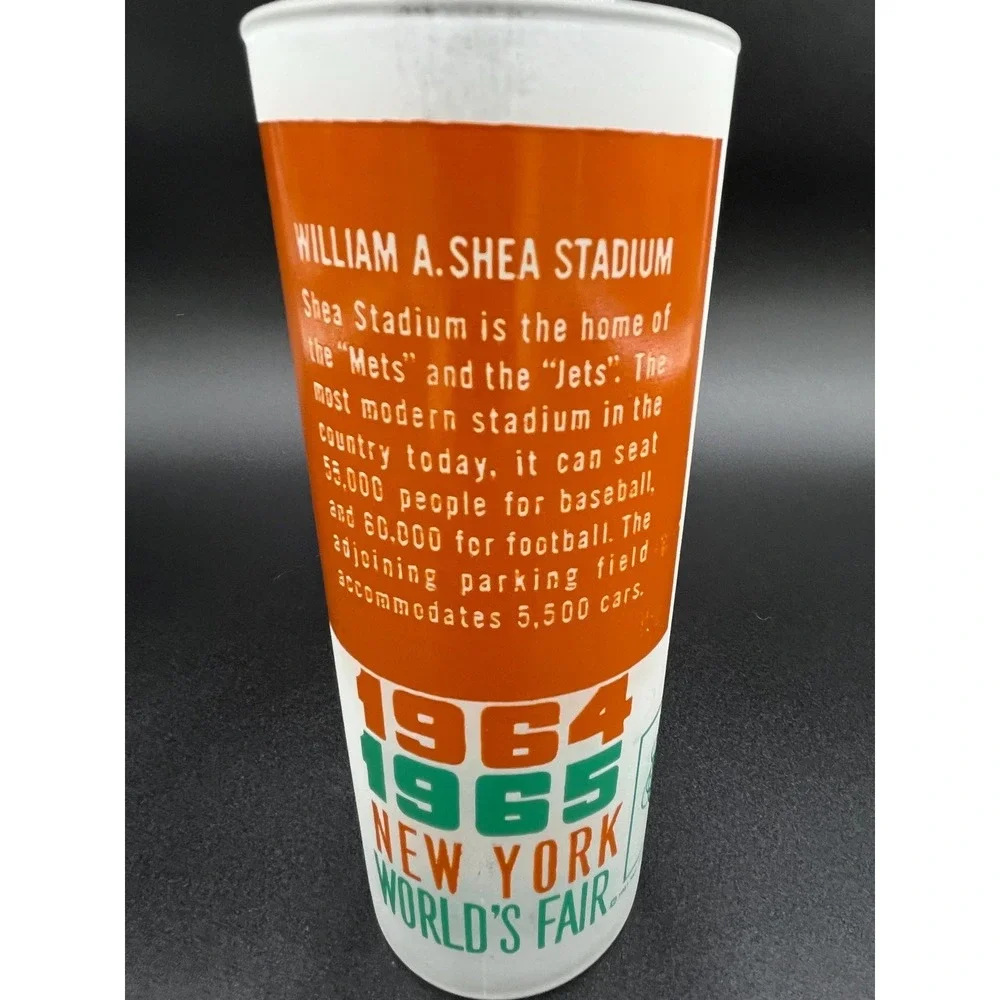 1964-65 NY World's Fair Souvenir Glass: Shea Stadium Collectible Barware